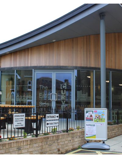 Exterior view of The East Side Curve building, home to East Cowes Community Library