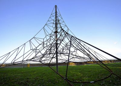 Rope pyramid climbing frame on the green at East Cowes Esplanade
