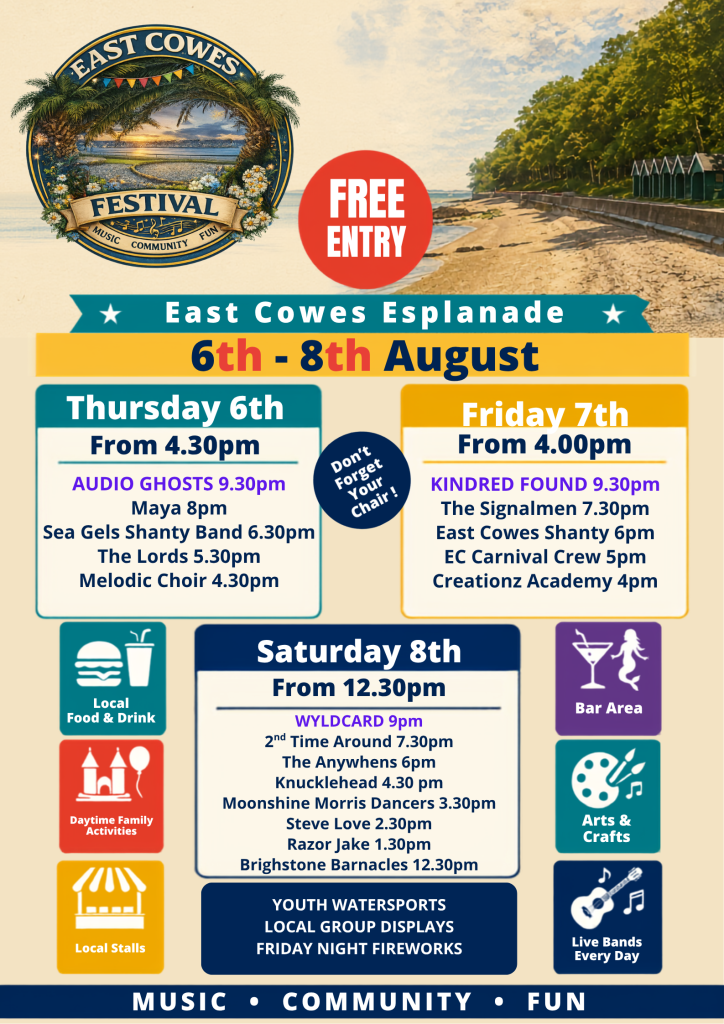 East Cowes Esplanade Festival poster, 6th to 8th August